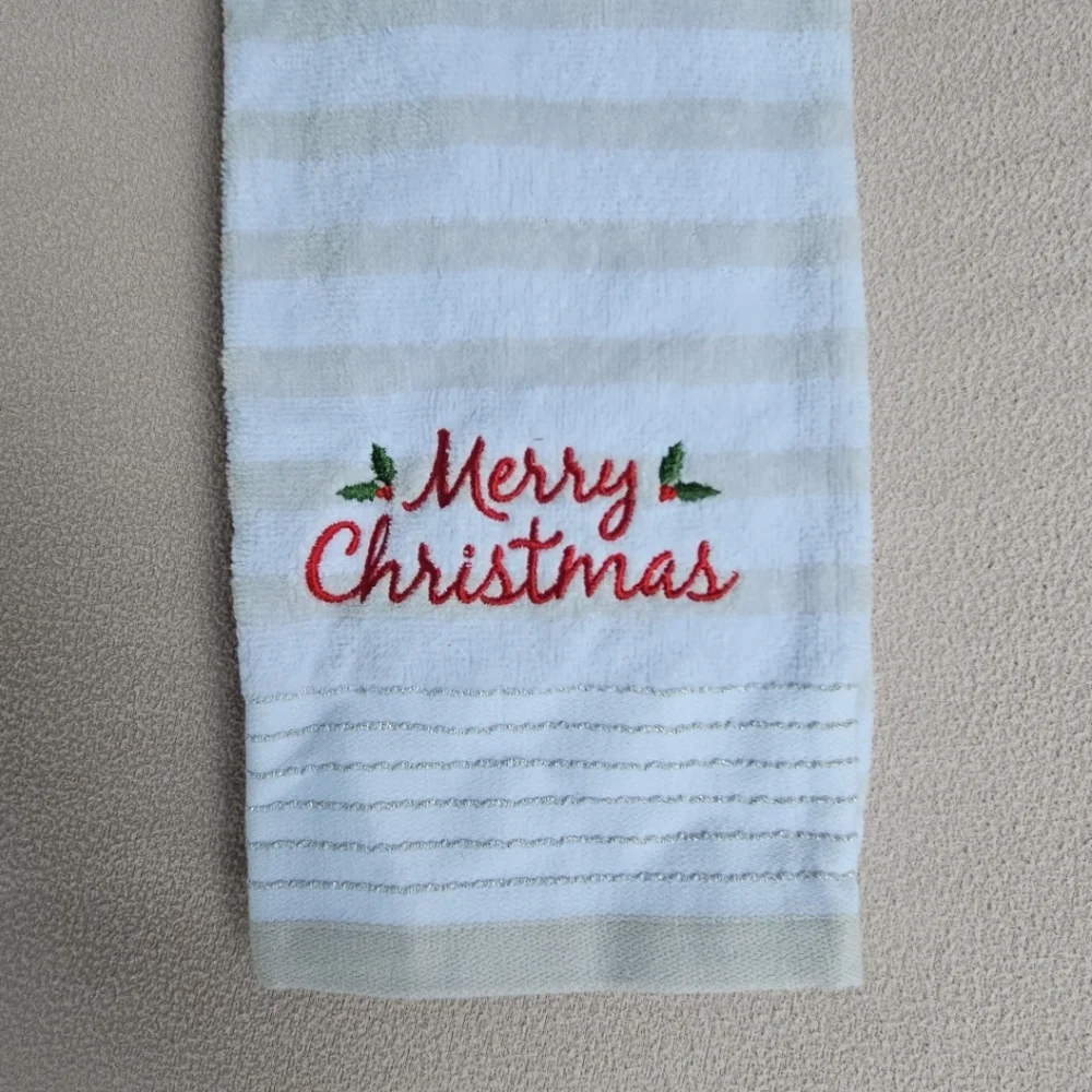 St. Nicholas Square Merry Christmas Hand Towel Holiday 100% Cotton 16
